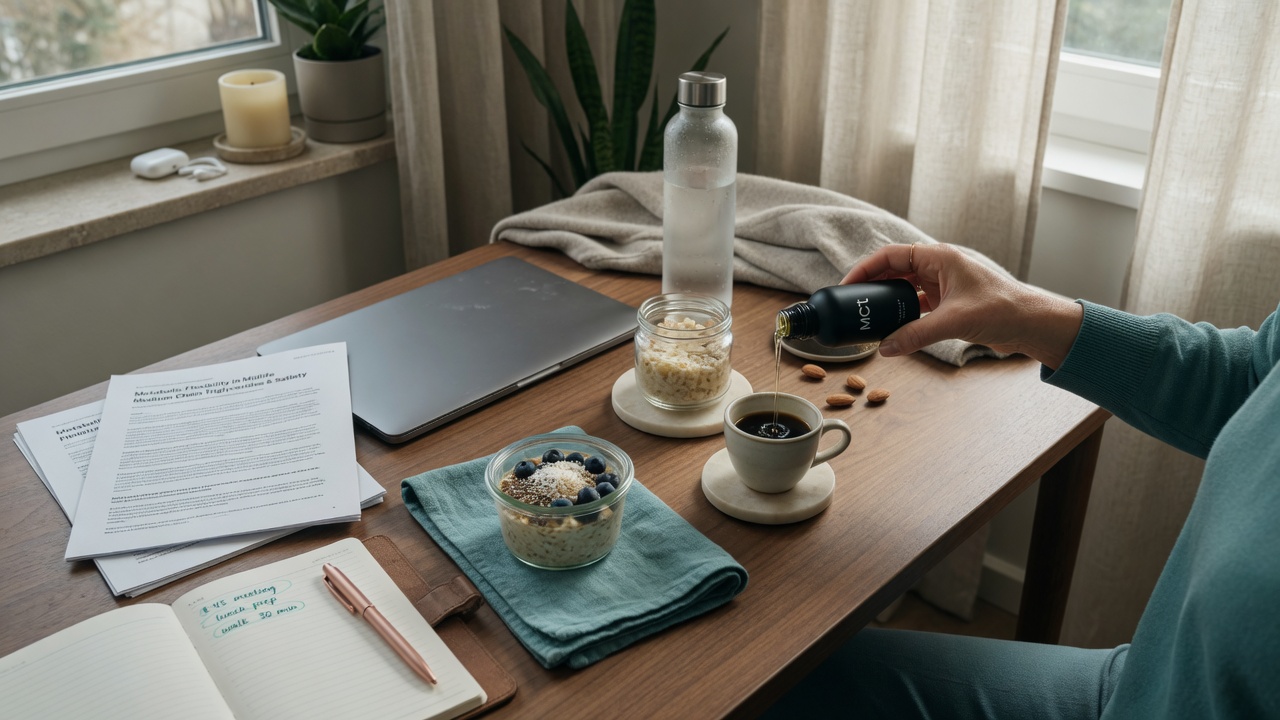 mct oil for weight loss: practical weekday scene for a packed calendar