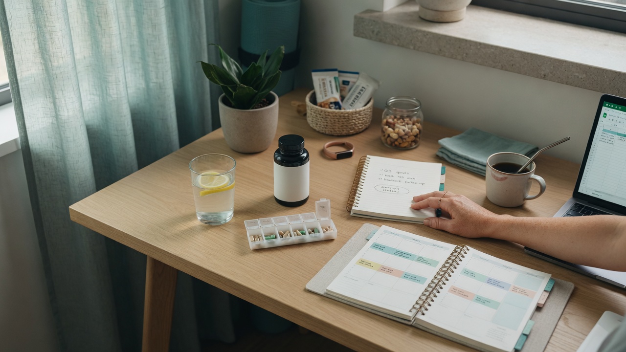 weight loss supplements that actually work: herbal tea on a desk during a busy workday